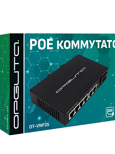 Коммутатор (свитч) на 4 POE ( 802.3af/at ) портов +2 Ethernet порта 100Mbs Орбита OT-VNP35